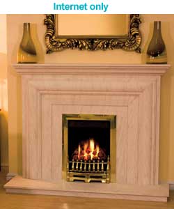 Limestone Fireplace and Gas Fire