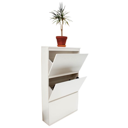 Billi Nina 3 Tier Shoe Cabinet in White - 9 Pairs