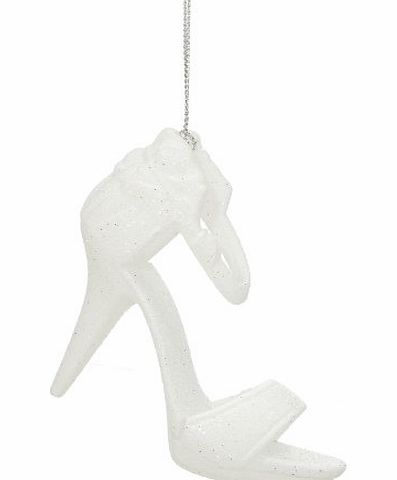 UK Christmas World - Tree Decorations White Glitter Shoe Tree Decoration