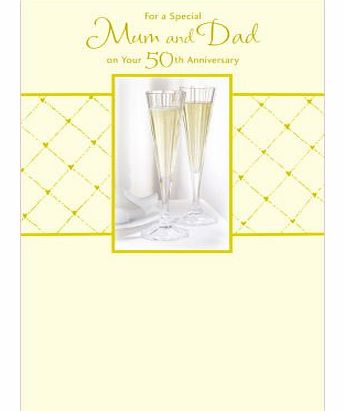 Mum & Dad 50th Wedding Anniversary (Golden) Greeting Card