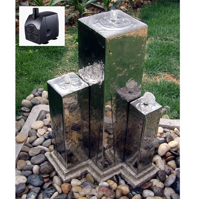 Elias Triple Square Columns Water Feature