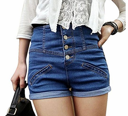 1PC Womens Girl Denim High Waist Lady Shorts Jeans Pants Vintage Cuffed (M)