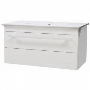 White Gloss 800mm Wall Mounted Basin and