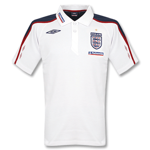 08-09 England Bench Polo - White/Navy