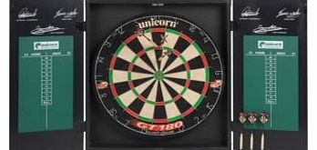 Original Dartboard, Cabinet and Darts, Size: H57cm, W58cm, D8.2cm.