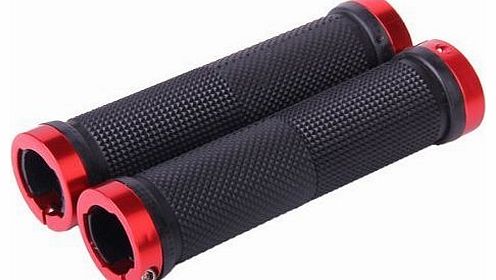 RED DOUBLE LOCK ON LOCKING BMX MTB MOUNTAIN BIKE CYCLE BICYCLE HANDLE BAR GRIPS