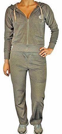 Ladies Womens Sexy Full Velour Tracksuit Jogging Hoody Suit Diamante Crown 10