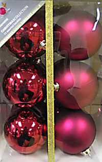 12 Matt/Shiny Red Baubles