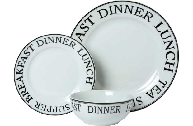 Stylish 12 Piece Porcelain dinner 4 place settings. 4 dinner plates