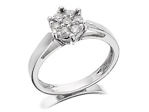 Unbranded 18ct White Gold and Diamond Daisy Cluster Ring - 1/4ct 040704-J