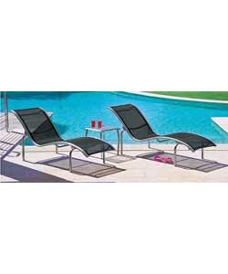 3 Piece Sicily Lounger Set Black