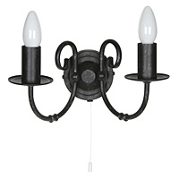 Traditional and unique wall light in a rustic black and silver finish complete with dual clip and ca