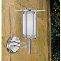 Modern stainless steel outdoor wall fitting with polycarbonated vandal resistant diffusers. This fit