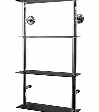 Unbranded 4 Glass Display Shelves - Black and Chrome