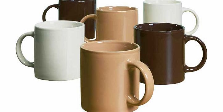 This assortment of natural coloured mugs is great value for money. Enjoy hot drinks in style with these quality. dishwasher safe mugs. Made from porcelain. 6 mugs. Dishwasher and microwave safe. EAN: 5021961123893. (Barcode EAN=5021961123893)