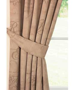 66 x 90in Pair of Calligraphy Curtains - Mocha