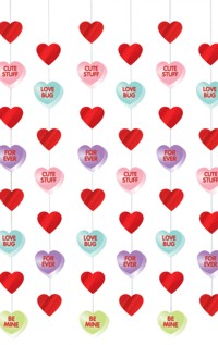 6x Conversation Hearts String Decoration 2.1m