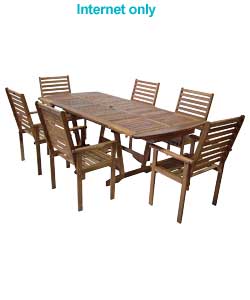 Unbranded 7 Piece Atlantic Autorise Extending Table and Arm Chair Set