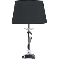 Modernistic and stylish solid cast brass table lamp in a titanium plated finish with 30 lead crystal