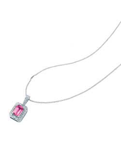 Precious Gems; collection. Emerald cut.Curb chain length 46cm/18in.