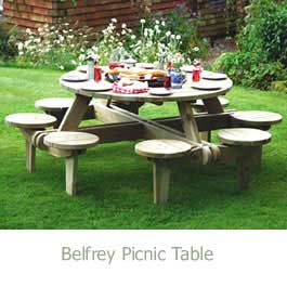 Alexander Rose Belfry Pine Picnic Tables