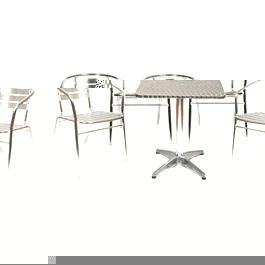 This aluminium bistro set - 60cm Square table and 4 chairs - or cafe furniture set has become increa