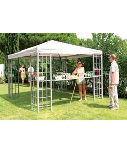 Aluminium Gazebo with Bar Table and 4 Lattice Corners