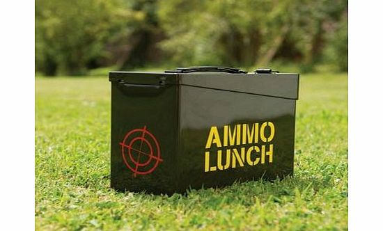 Ammo Lunch BoxWhether a school recruit or a little older on the office battlefield, this ammunitions style storage box makes the perfect lunch box.Throw away your boring plastic lunch box, its never going to protect your lunch like this rugged steel 