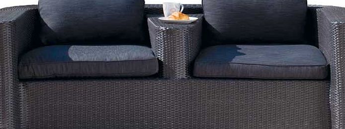 Unbranded Bali Garden Rattan Duo 2 Seater Sofa - Black