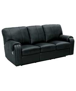 Cascia Large Reclining Leather Sofa - Black