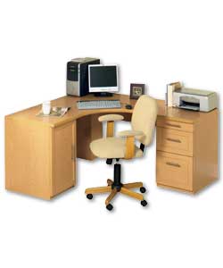 Oak effect modular office furniture with chunky, rounded edge top with heavy-duty edge