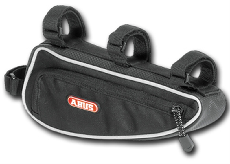 TRANSPORTING A CHAIN ON A BIKE CAN BE AWKWARD SO ABUS CREATED 2 DIFFERENT HIGHLY DURABLE FRAME BAGS