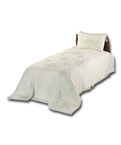 Cutwork Single Bedspread Cream