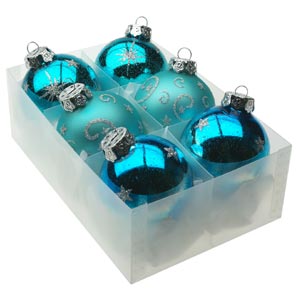 Decorated Aqua Baubles Medium