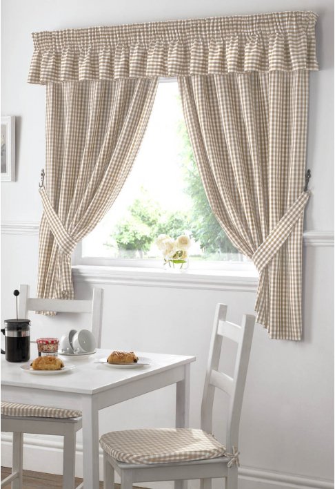 Unbranded Dorothy Gingham Beige Curtains