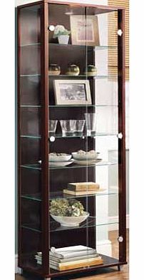 Unbranded Double Glass Door Display Cabinet - Wenge Effect