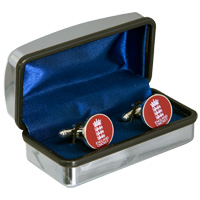 ECB Official England Cricket Fabric Logo Cufflinks.