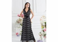 Unbranded Elegant V-neck Satin Lace Ankle-length Evening