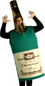 Novelty champagne bottle costume.