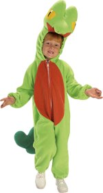 Includes fleece jumpsuit with attached plush headpiece.