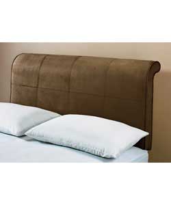 Solid wood headboard upholstered in a faux suede.Adjustable wood fixing struts.Size (W)19,