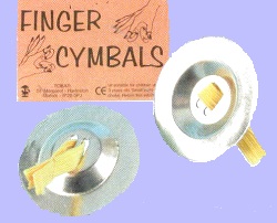 Mini-versions of real metal cymbals that loop onto