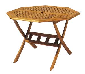 Folding hardwood octagonal table