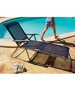 Folding Textoline Lounger - Blue