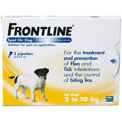 Frontline Spot On Dog is effective in the treatment and prevention of infestations of fleas, ticks a