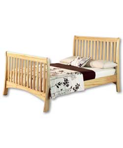 Natural pine frame. Pine slats. Gauge firm sprung mattress.Overall size (H)120, (W)140, (L)214.5