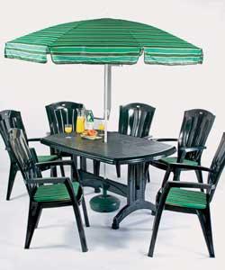 Green Resin 6 Seater Patio Set