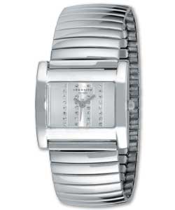 Silver finish expandable strap.Silver stone set sunray dial. Quartz analogue movement