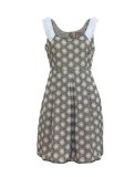 Juicy Couture - Sunflower-2535 camel dress with a scooped neckline, contrast fluted broderie anglais