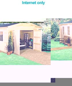 Unbranded Koppelo Log Cabin Garage with Guttering Kit